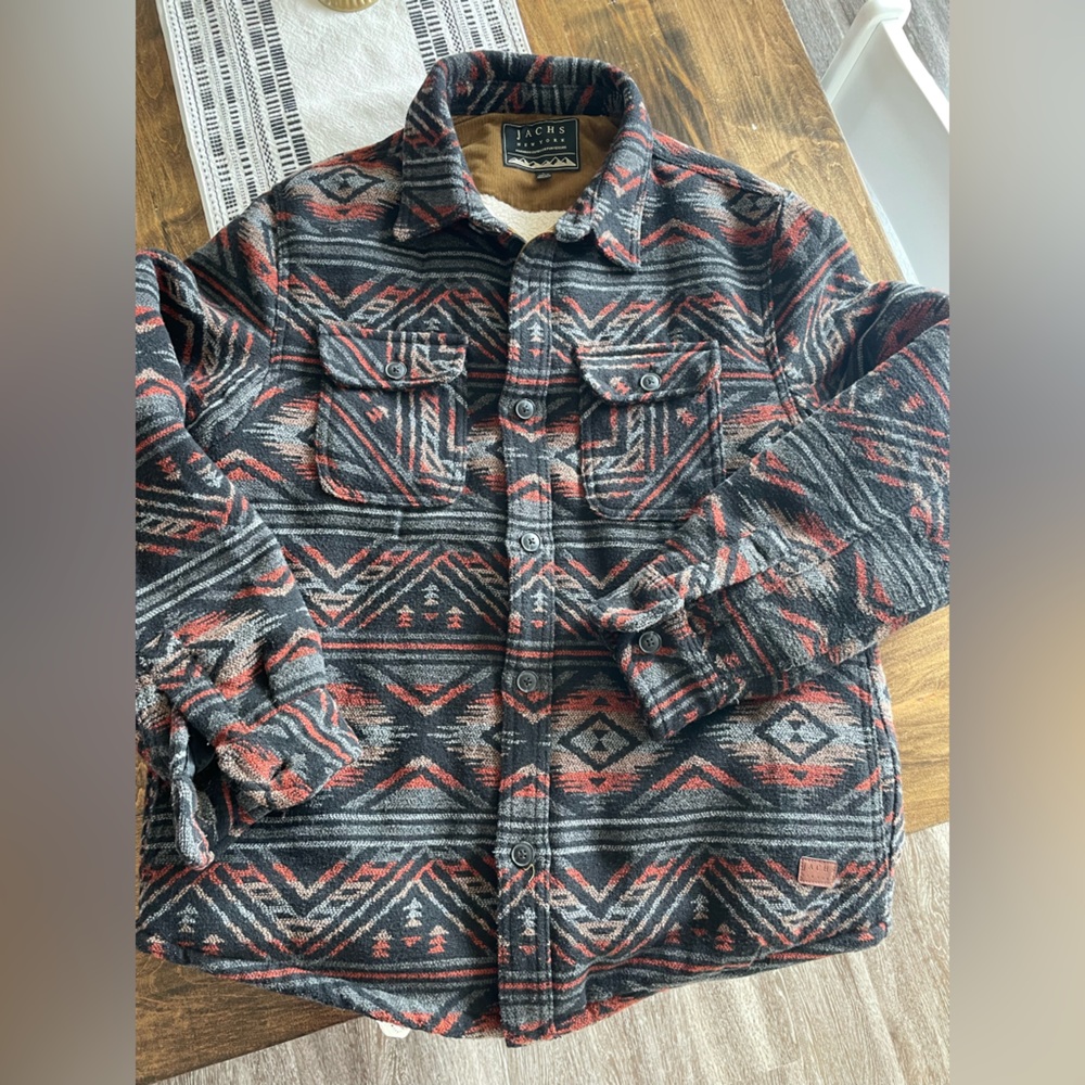 Jachs New York Men's Western Aztec Sherpa Lined Wool Jacket